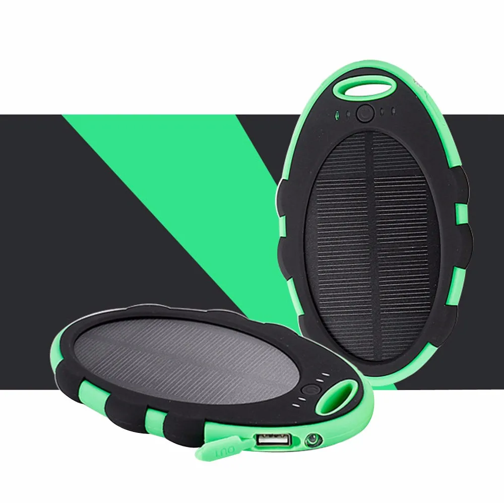 Ultra slim Waterproof Rohs Solar Cell Phone Charger Power Bank 5000mAh with LED Torch light - ANKUX.COM