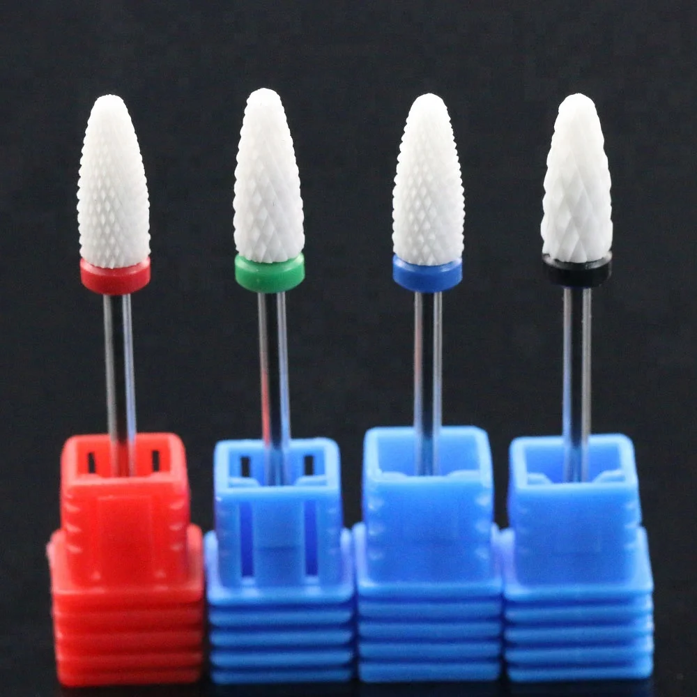 

NEW HOT Flame Bit For Electric Nails Drills Grinding Machine Pedicure Nail Polishing Cleaning Ceramic Nail Drill Bits, White