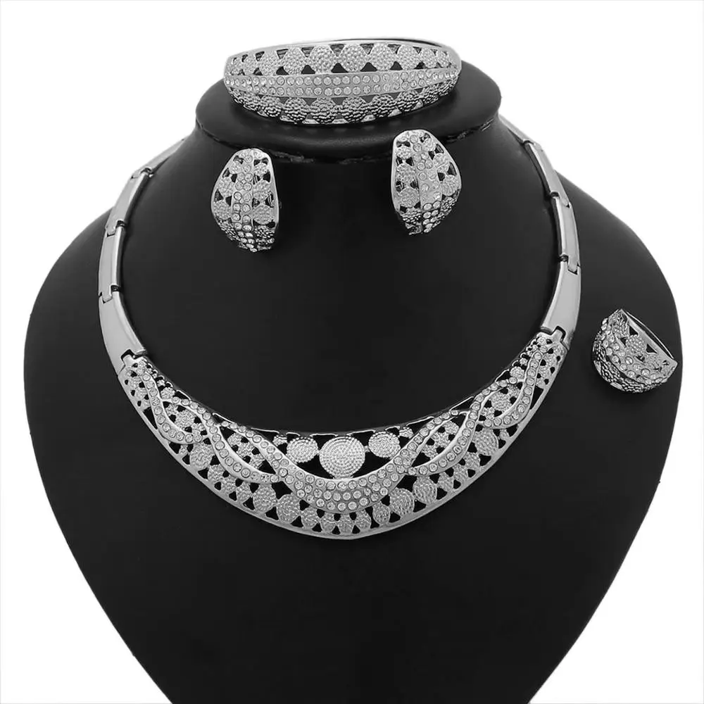 

Unique Bridal Jewelry Diamond Necklace And Bracelet Set White Gold Necklace And Bracelet Set, Any color is avaliable