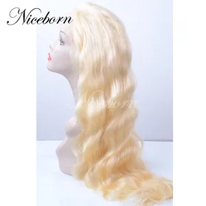 #613 blond color Brazilian human hair full lace wig with baby hair