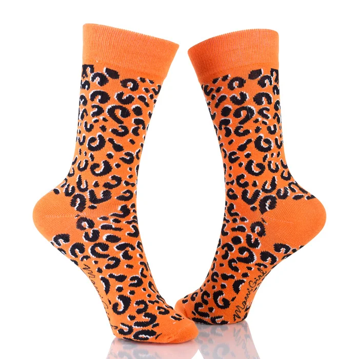 Womens Sox Colored Crew Comfy Leopard Socks