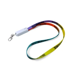 Multifunctional lanyard 3 in 1 colorful data line charger for Iphone,Android & type C