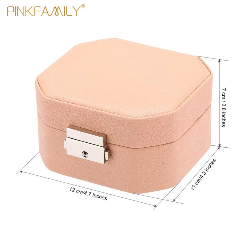 Hot Sales Faux Leather Case Travel Organizer Jewelry Box with Mirror and lock