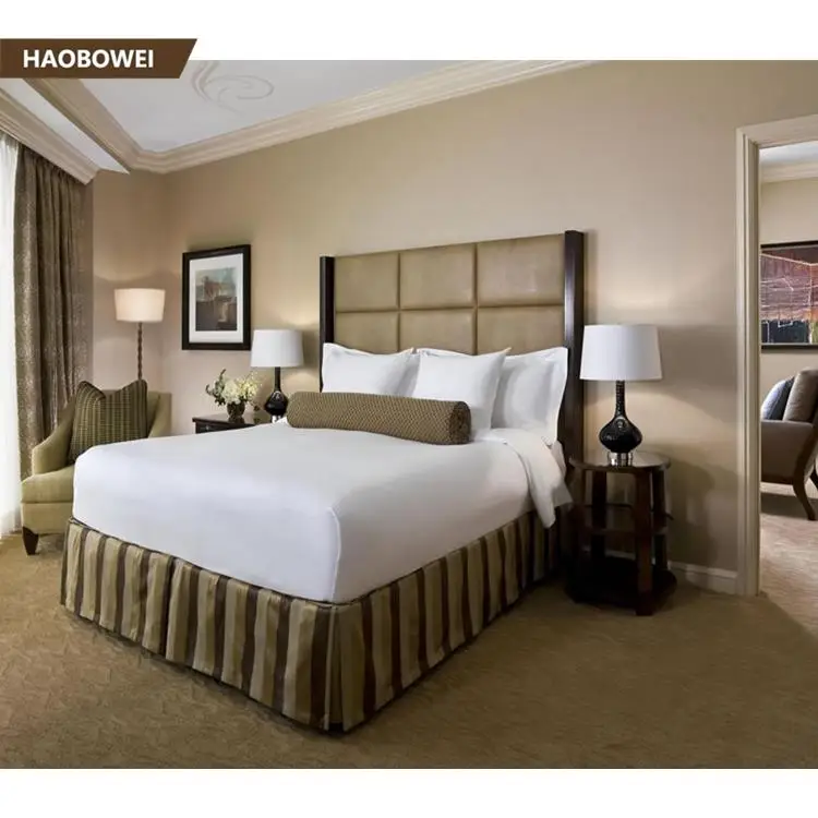 
European style mdf hotel bedroom foshan with night stand/ hotel bed base 