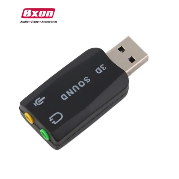 

USB 2.0 to 3D AUDIO SOUND CARD EXTERNAL ADAPTER VIRTUAL 5.1 CH MIC Headphone, Black