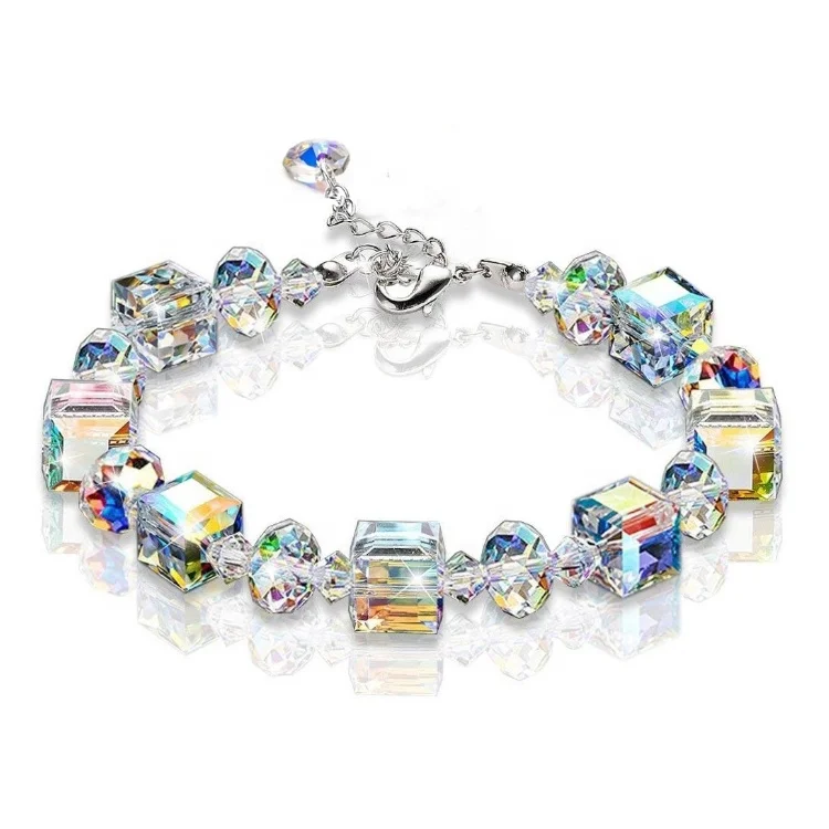 

Adjustable Bracelet Jewelry Fashion Exquisite Extensible Crystals Bracelet Or Sparkling Link Chain Stretch Bracelet Women, Blue,white