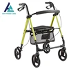 Flexible use Medical four 4 folding wheel Rollator with shopping bag
