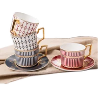 

Free Sample High-End Ceramic Arabic Coffee Milk Tea Cups Set With Luxury Golden Handle For Home And Office European cup