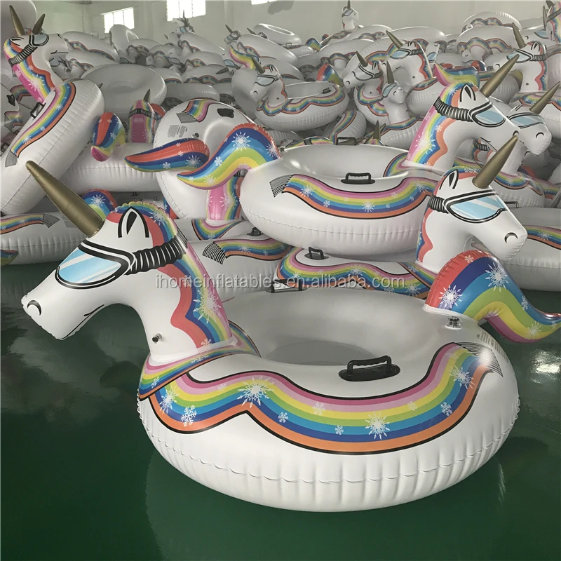 

High quality Cold-resistant PVC inflatable unicorn winter snow tube The Ultimate Sled & Toboggan, White or customized