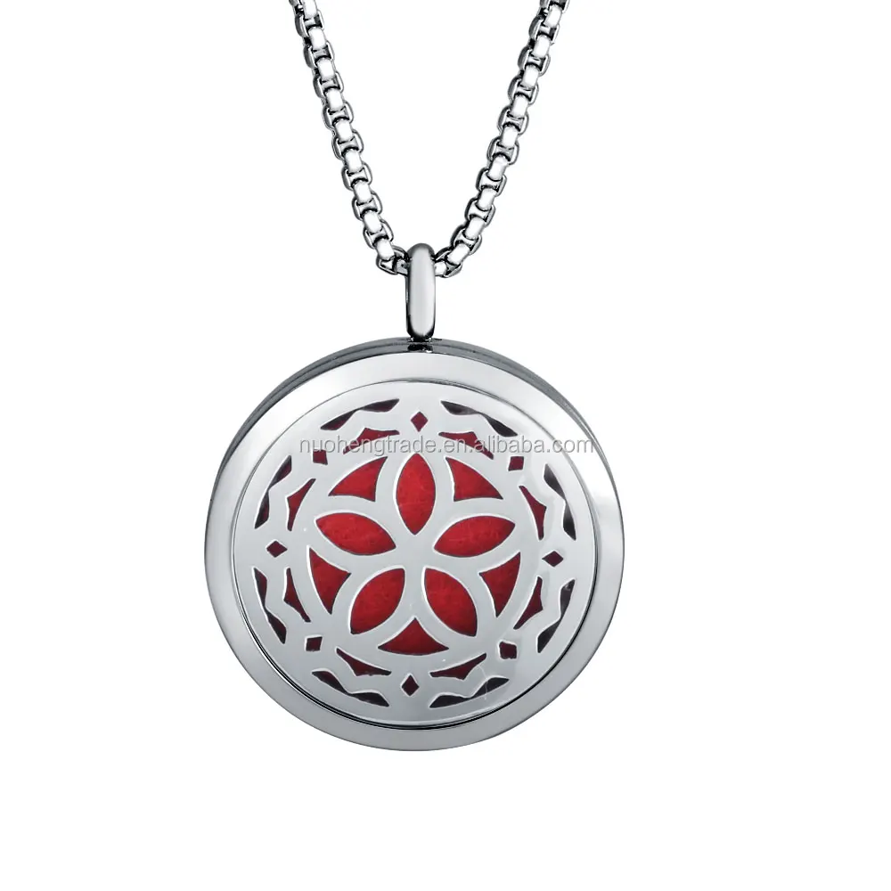 

Hot Sale Silver Jewelry 30mm Magnet Aromatherapy Essential Oil 316 Stainless Steel Perfume Diffuser Locket Necklace with chain