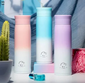 Image of 550ml insulated tumblers double wall vacuum flask color changing wide mouth stainless steel thermos water bottle steel