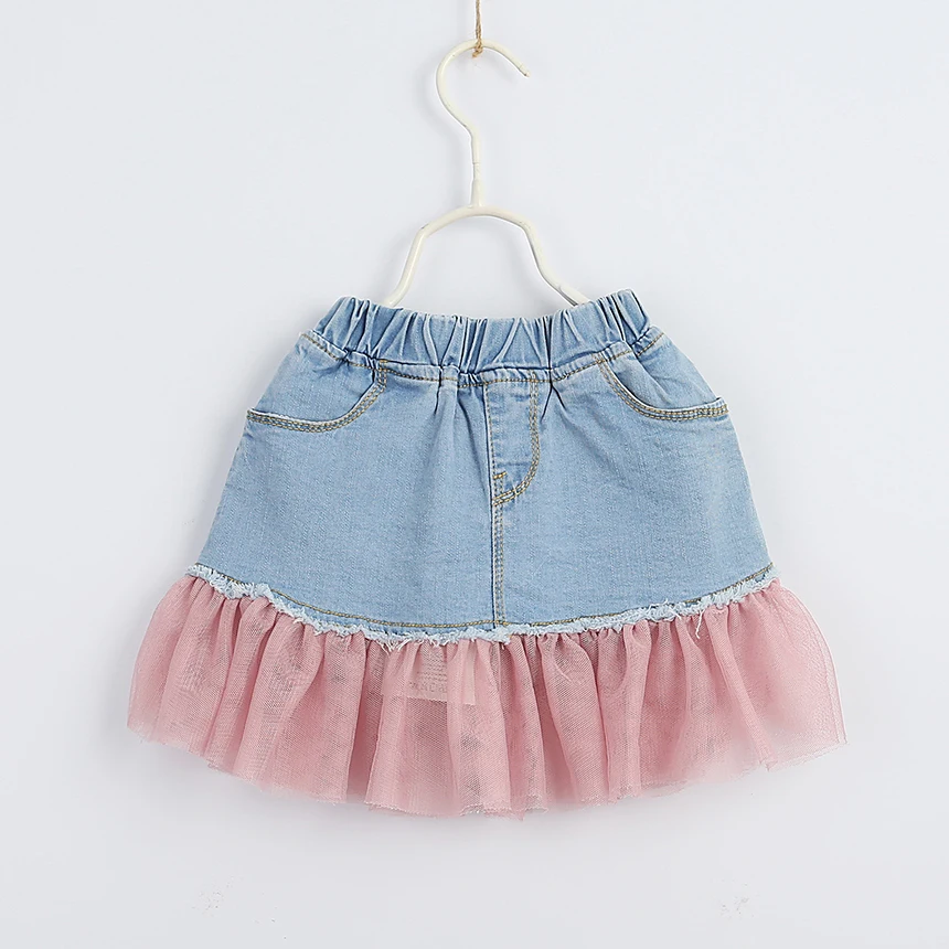 

Girls Denim Skirts Summer Style Kids Clothes Toddler Girl falbala Jean Tutu Skirt Baby children fashion denim skirt, As picture