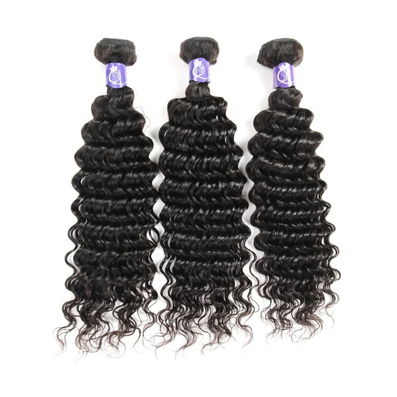 

wholesale raw virgin indian 100 human deep wave hair weaving, Natural color or as your request