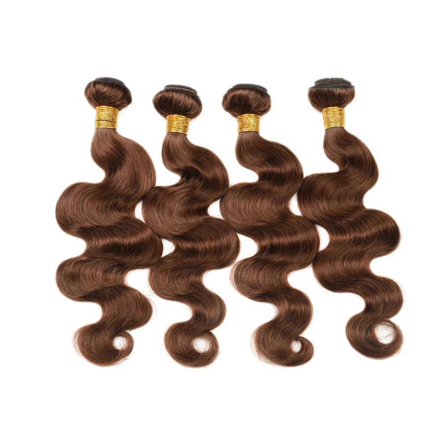

Wendy Raw Indian Temple Hair Body Wave Temple Hair Colored 4# Brown Virgin Hair Bundles