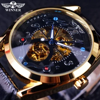 Montre bracelet doré Noir mécanique Vêtements pour hommes Montre bracelet doré Noir mécanique Vêtements pour hommes