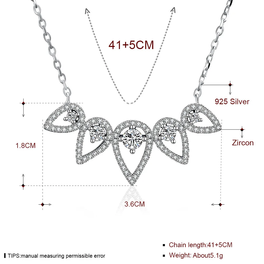 Water Drop Design Cubic Zircon Pendant for Sterling Silver Necklace