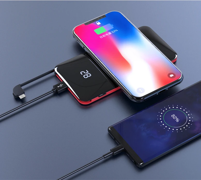 

2.5D Mirror Glass Surface Mobile Phone Power Banks 30000mah Wireless Charging