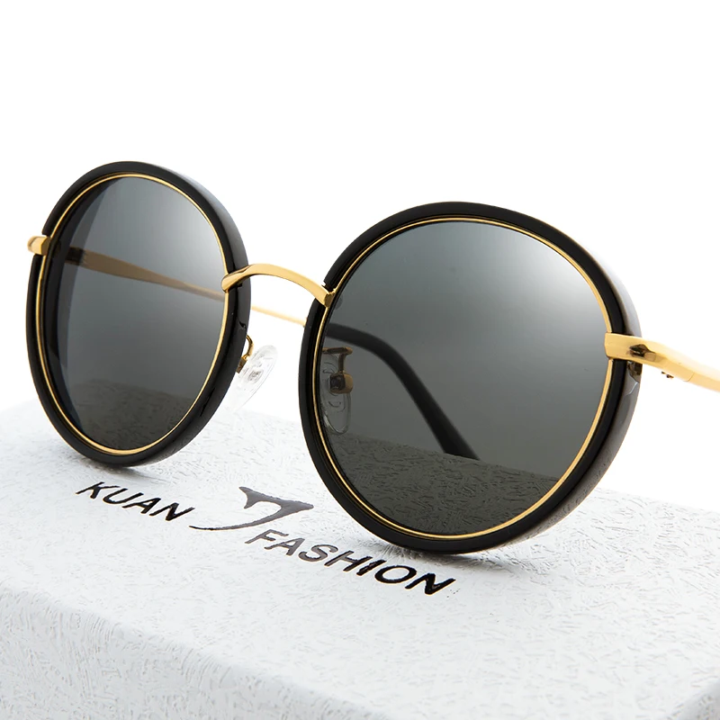 

KUAN FASHION Brand Manufacturers 2019 Custom Designer Trendy UV Polarized Sunglasses Round Frame Sun Glasses For Men Women