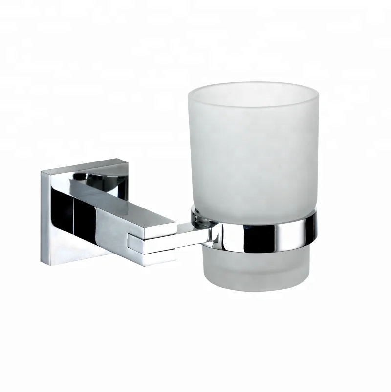 
Simple Design Bathroom Accessory Metal Zinc Chrome Wall Mounted Glass Tumbler Holder Toothbrush Cup Holder 50074 
