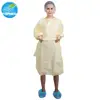 Middle East disposable Waterproof SMS yellow isolation gown with knitted cuff