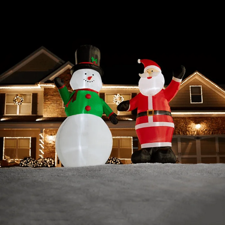 30ft ต ก แ ต ง ก ล า ง แ จ ง LED Inflatable Christmas Snowman ส ำ ห ร บ เ ด...