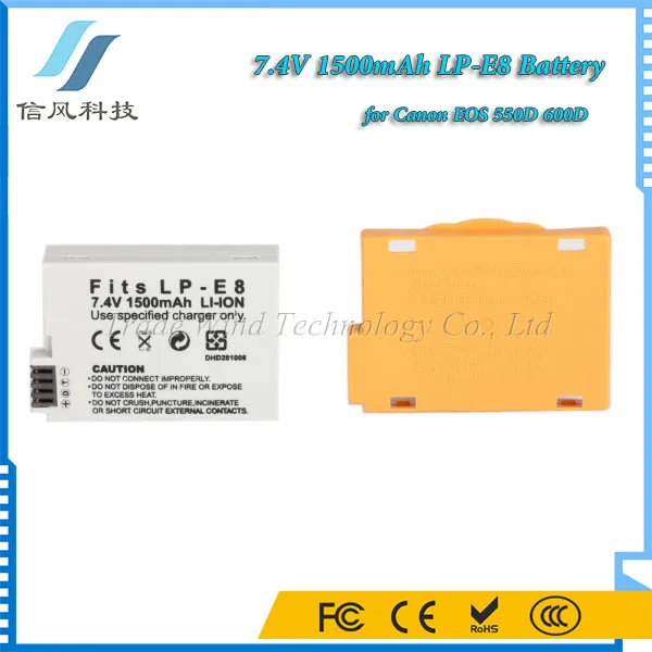 1500mAh 7.4V LP-E8 Battery for Canon EOS 600D Battery