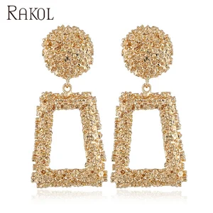 RAKOL women daily wear hypoallergenic rose gold/gold plated geometric copper alloy earrings AE121