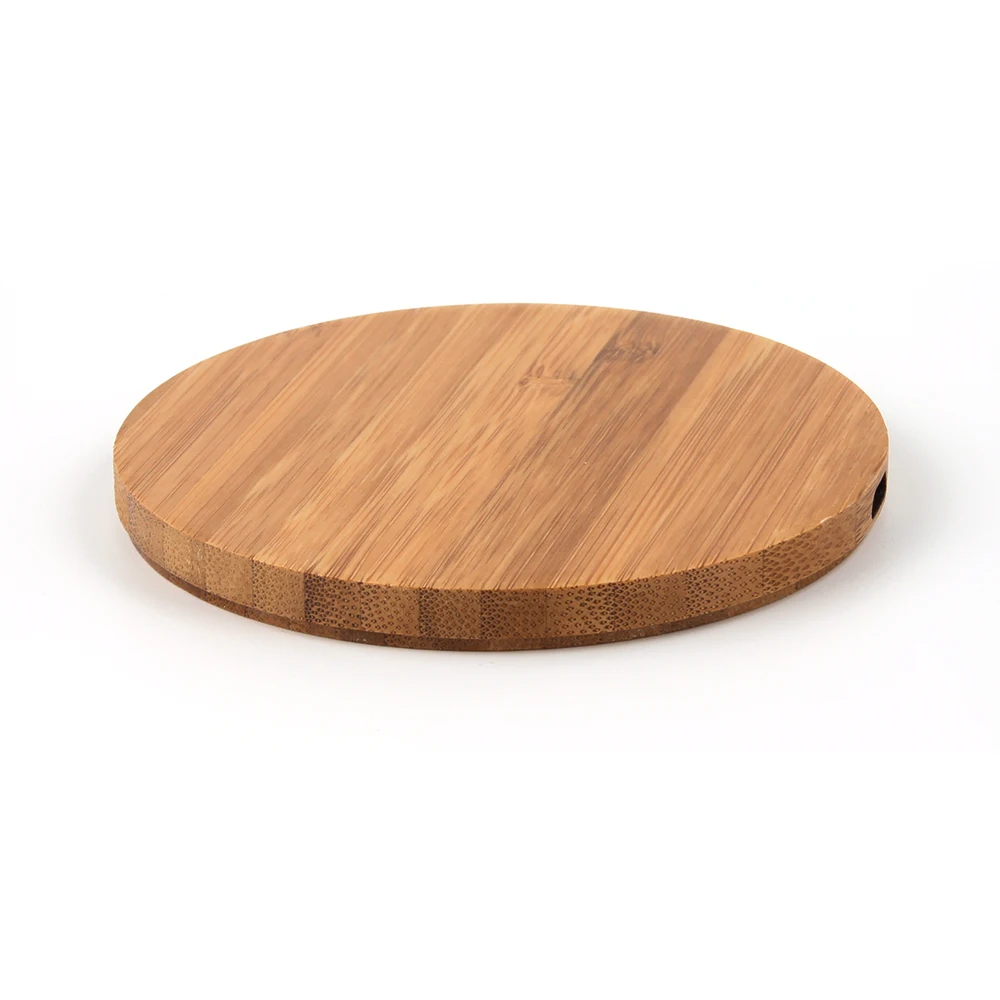 Wooden round Qi wireless charger light charging wireless mobile phone charger