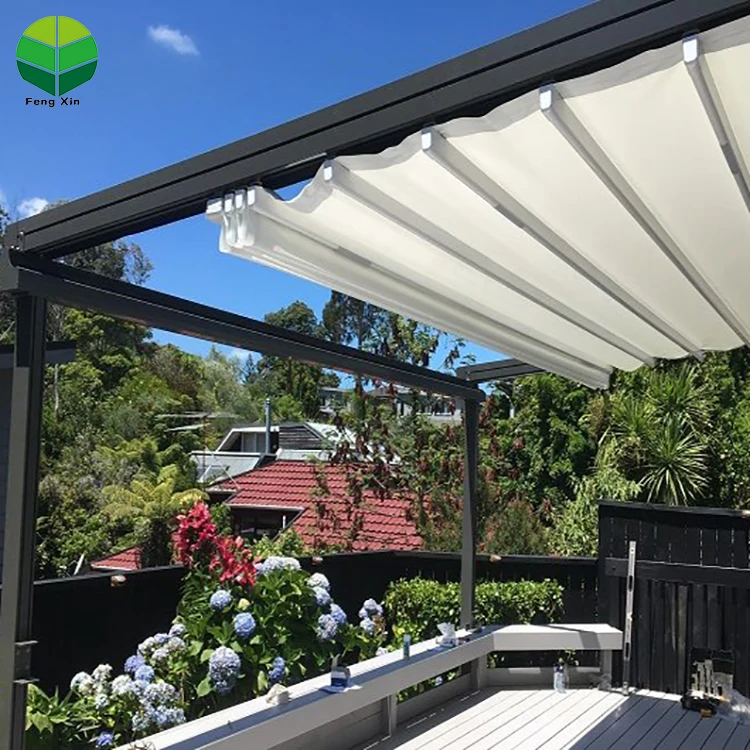 

Waterproof PVC Retractable Sliding Pergola Canopy Awnings PVC Retractable Pergola