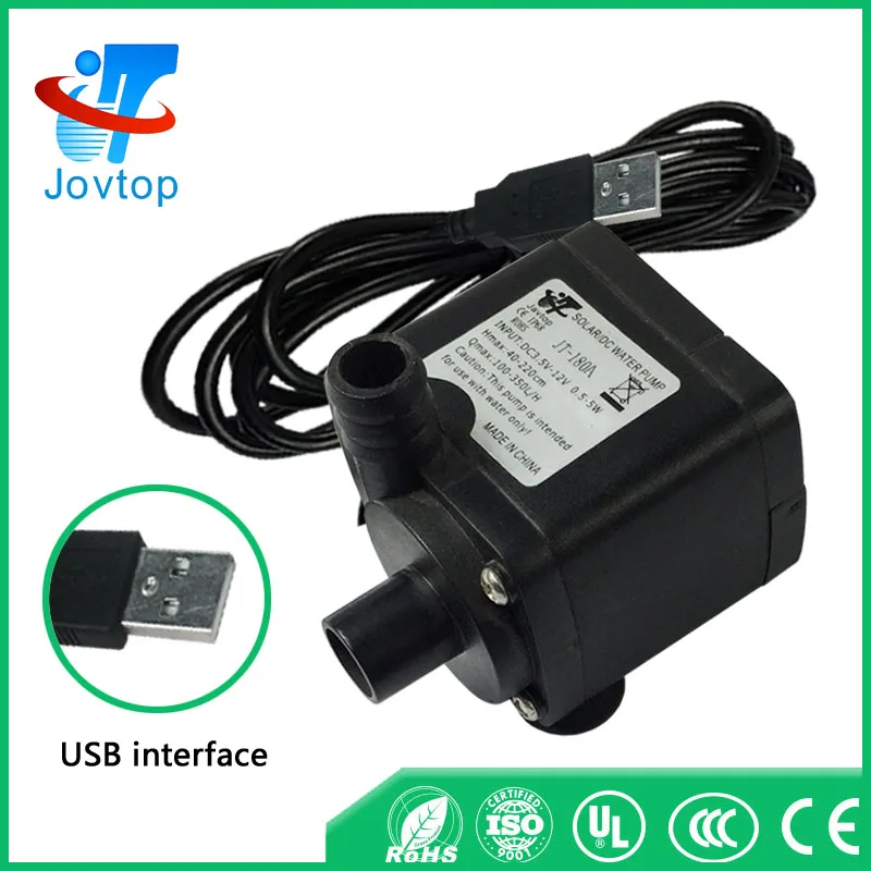 JOVTOP DC 4V-6V 150L//H Mini Micro Brushless Submersible Water Pumps Motor Water Cooling Pump with USB Connector