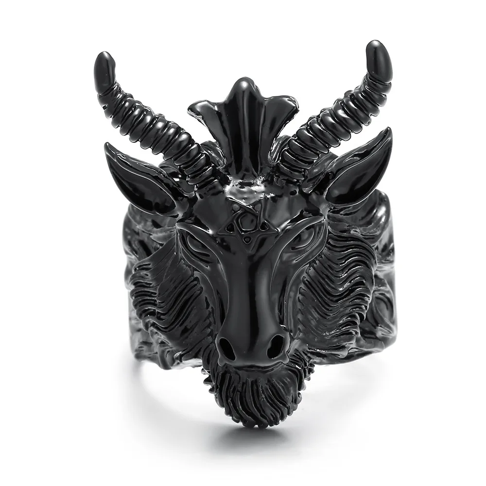 

Self defense mens jewelry retro animal sheep head ring, As pictures