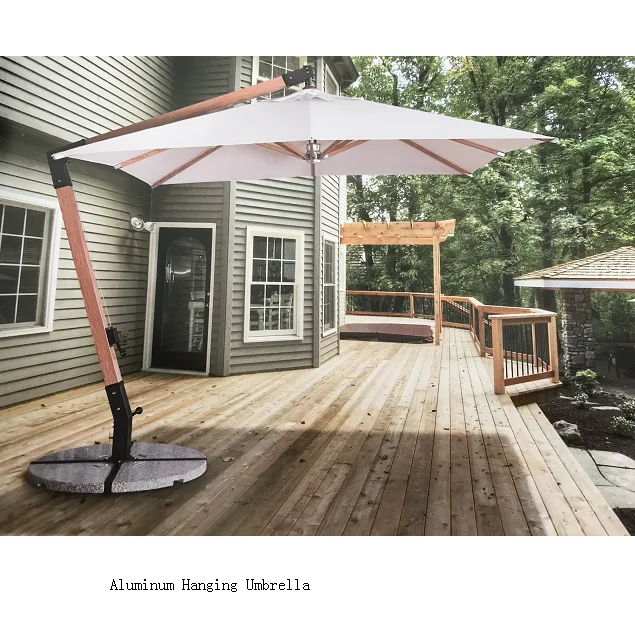 Luxury Wooden Color Aluminum Frame Big Umbrella Outdoor Patio Parasol