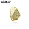 Grillz Tooth Gold and Silver Tone Half AAA CZ Stone Iced-Out Single Cap Teeth Grill Bling Grills