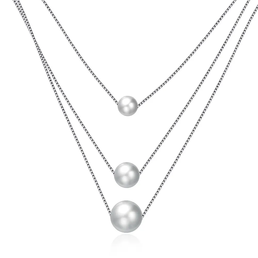 

2021 Custom Wholesale Jewelry Simple 925 Sterling Silver Freshwater Pearl Pendant Necklace for Women, White