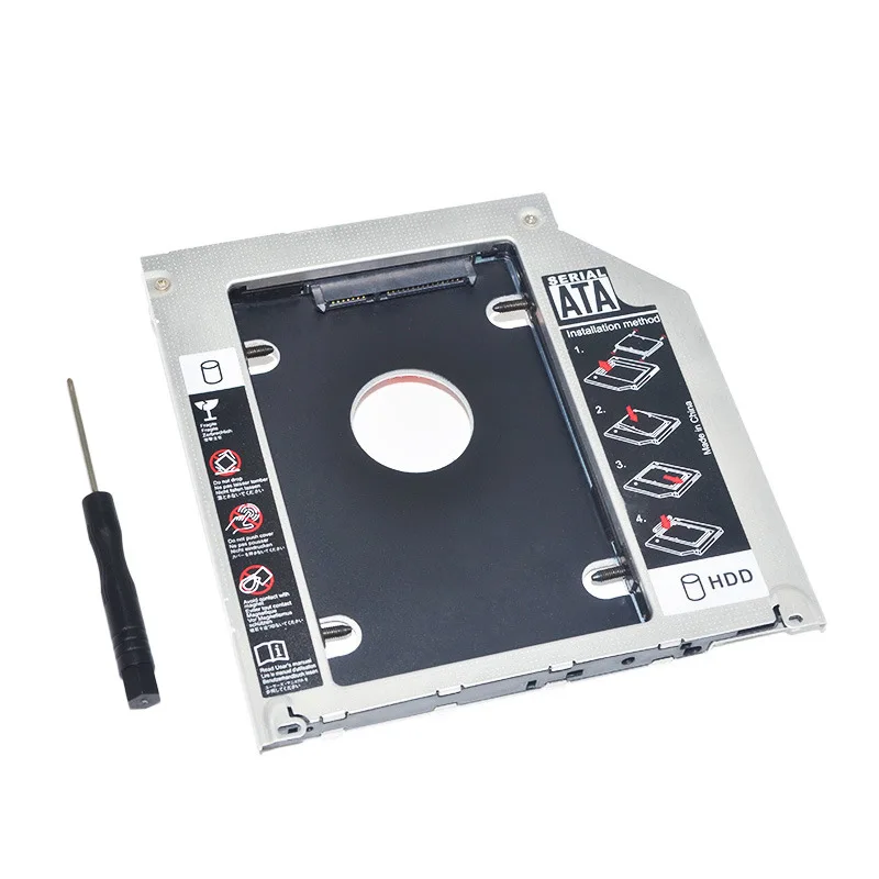 

China manufacturer Ultra slim 12.7mm Hard drive caddy HDD case sata to sata 2.5 inch Hard disk enclosure 2nd HDD caddy, Black&silver