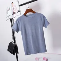 

summer crew neck short sleeve women sexy purl t-shirt lady knit tight tops high quality blouse wholesale cheap teen girl CLUB