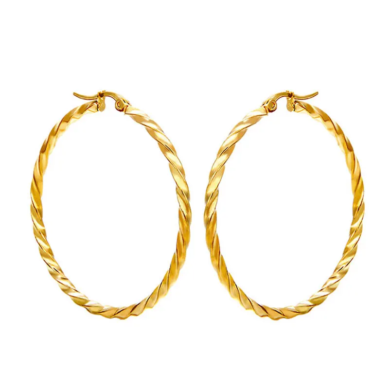 

Fancy Design 18K Saudi Gold Light Weight Twisted Hoop Earring Models, Gold;silver