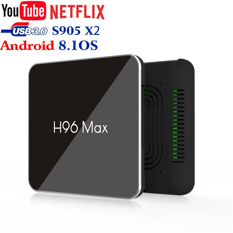 Latest technology Smart H96 Max S905X2  ddr4 4gb 64GB hd 4k HDR+ android 8.1 tv box USB3.0 100LAN