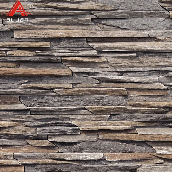 atm-10 # 外面流行薄石板石片暗灰色别墅装饰