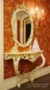 French White Louis Style Console Table with Mirror, Antique Classical Gilded Hallway Console Table/ Ellegant White Side Table