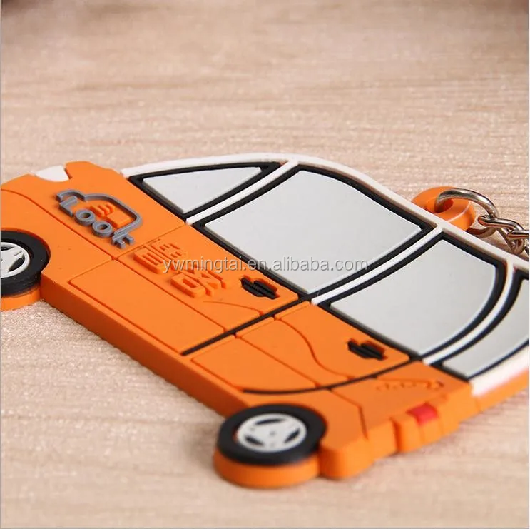 Custom Cheap Rubber Soft Pvc Keychain/rubber Car Shape Key Ring/ 2d 3d