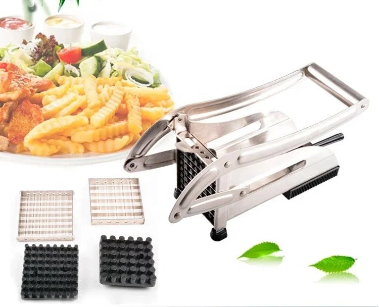 

Amazon stainless steel vegetable crinkle fruit cutter slicer chopper machine potato chipper french fry cutter, Silver