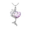 Mermaid Necklace Charm Jewelry Heart Shaped Pendant Necklace Women Gift