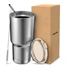 30 oz. Double Wall Stainless Steel car cupTravel Mug with Crystal Clear Lid and Straw Included For Home,Office