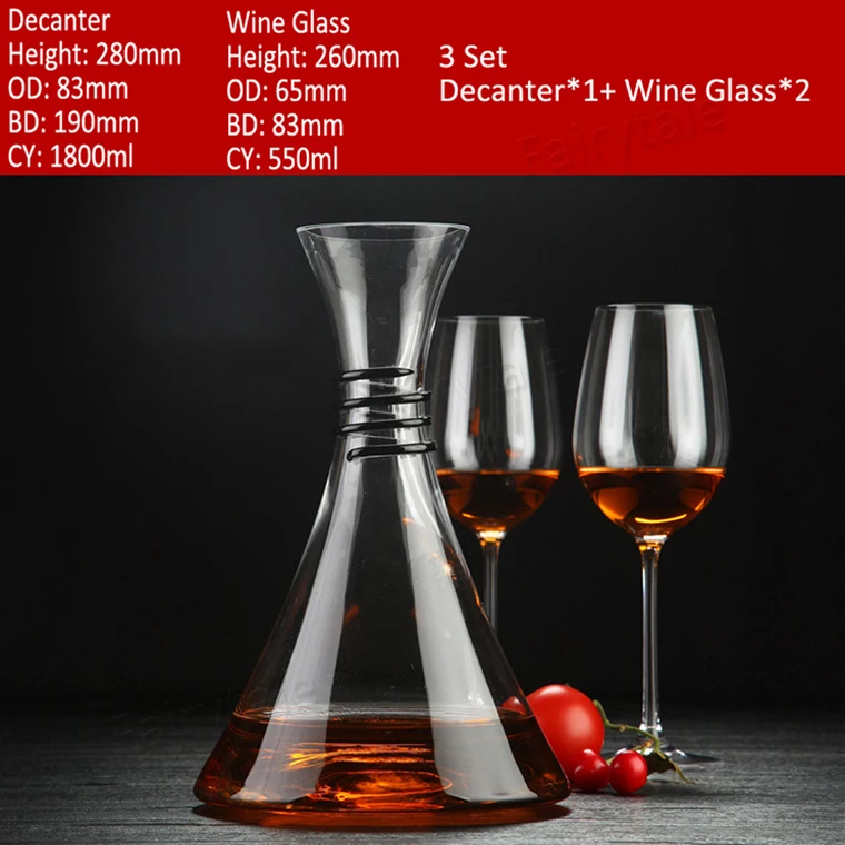 Bulk Wine Gift Crystal Handmade Wine Goblet Glass Aerator Decanter Set of 5
