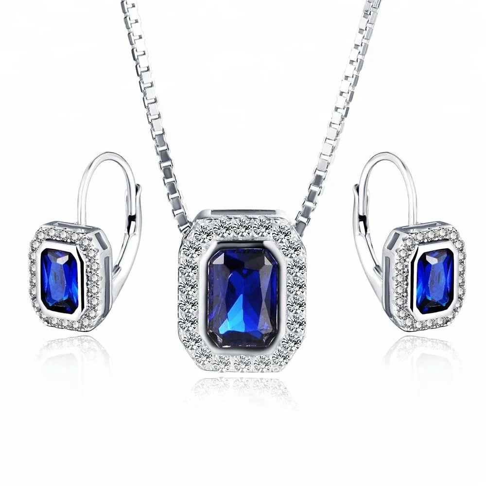 Wholesale Sapphire Blue Cubic Zirconia 925 Sterling Silver Women