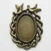 20x13.5mm silver gold bronze plated two bird Decorative patterns blank pendant setting,oval bezel pendant setting