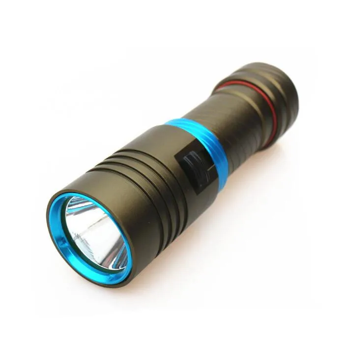 

XM-L2 Diving swimming led diving flashlight Underwater Waterproof dive Torch light lamp Lantern + 26650 18650 Battery + charger, Black, red, green