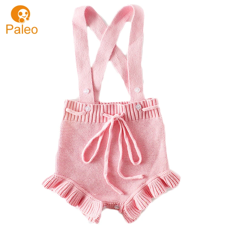 

Baby Romper Girls Knitted Suspenders Toddler Sling Rompers, Pink