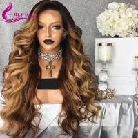 

4 27 Blonde Ombre Human Hair Wig Pre Plucked Brazilian Curly Lace Front Wig with Baby Hair